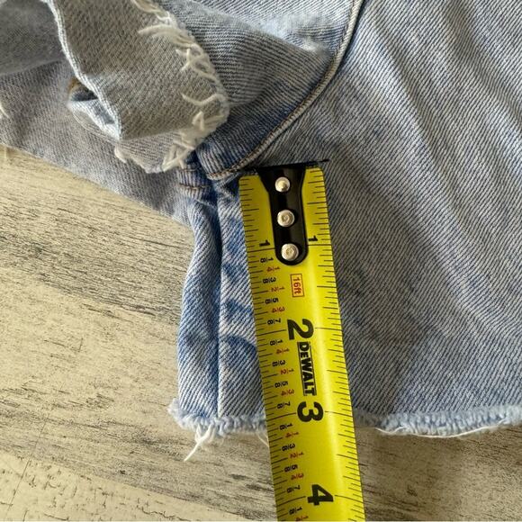 🍁 Zara Denim Mini Overalls Romper Raw Hem Snap Closure Cotton Light Wash Summer - Picture 14 of 16